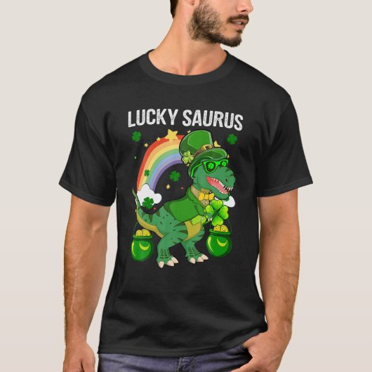 Happy St Patrick Day Funny Lucky Niedlich Saurus R T-Shirt (Vorderseite)