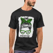 Happy St Patrick Day Funny Messy Bun Kleeblatt Ban T-Shirt (Vorderseite)