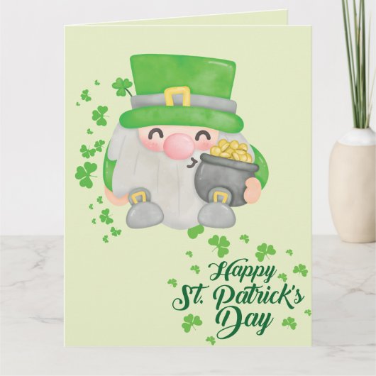 Happy-st-Patrick-Day-Gnome Karte (Vorderseite)