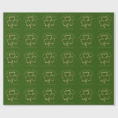 Happy St. Patrick Green und Gold Clover Kleeblatt Geschenkpapier (Flach)