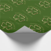 Happy St. Patrick Green und Gold Clover Kleeblatt Geschenkpapier (Ecke)