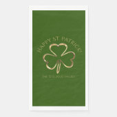 Happy St. Patrick Green und Gold Clover Kleeblatt Serviette (Vorderseite)