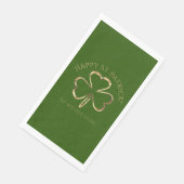 Happy St. Patrick Green und Gold Clover Kleeblatt Serviette (Ecke)
