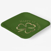 Happy St. Patrick Green und Gold Kleeblatt Clover Pappteller (Gewinkelt)