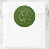 Happy St. Patrick Green und Gold Kleeblatt Clover Runder Aufkleber (Tasche)