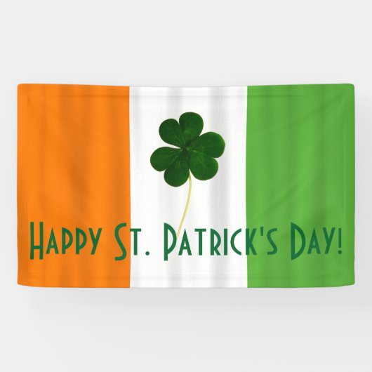 Happy St. Patrick Irish Colors Kleeblatt Banner (Horizontal)
