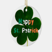 Happy St. Patrick Irish Flag Colors Kleeblatt Keramikornament (Rechts)