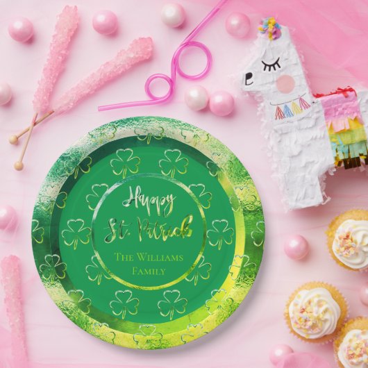 Happy St. Patrick Kleeblatt Green Clovers Irish Pappteller (Party)
