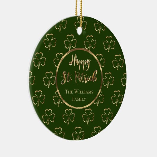 Happy St. Patrick Kleeblatts Green Clovers Irish Keramik Ornament (Rechts)