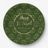 Happy St. Patrick Kleeblatts Green Clovers Irish Pappteller (Vorderseite)