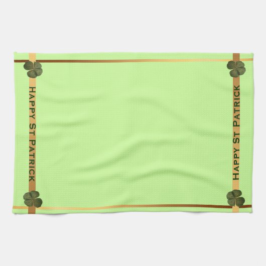 Happy St Patrick R4 Blätter Clover Kitchen Handtuc Geschirrtuch (Horizontal)