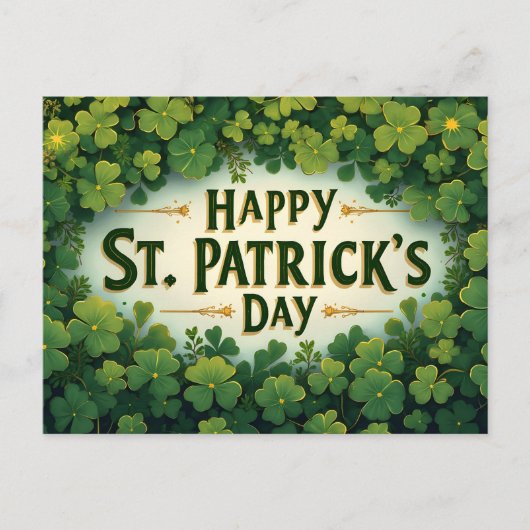 Happy St. Patrick’s Day Clover Art Postkarte (Vorderseite)