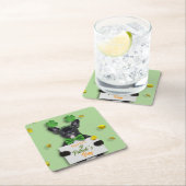 Happy St. Patrick’s Day Clover Cute French Bulldog Rechteckiger Pappuntersetzer (Vor Ort)