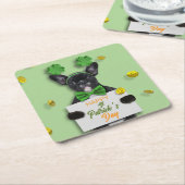 Happy St. Patrick’s Day Clover Cute French Bulldog Rechteckiger Pappuntersetzer (angewinkelt)