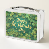 Happy St. Patrick’s Day Clover Design Metall Brotdose (Rückseite)