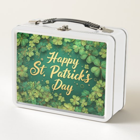 Happy St. Patrick’s Day Clover Design Metall Brotdose (Vorderseite)