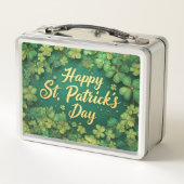 Happy St. Patrick’s Day Clover Design Metall Brotdose (Rückseite)