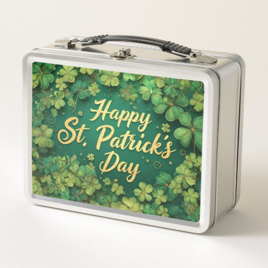 Happy St. Patrick’s Day Clover Design Metall Brotdose (Vorderseite)