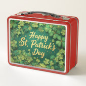 Happy St. Patrick’s Day Clover Design Metall Brotdose (Rückseite)