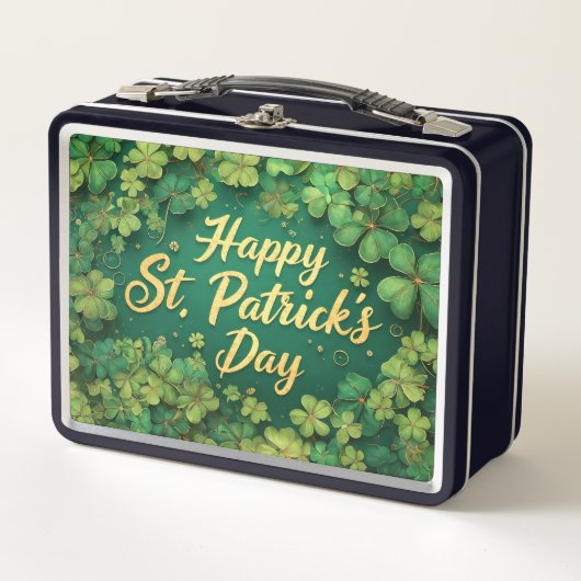 Happy St. Patrick’s Day Clover Design Metall Brotdose (Vorderseite)