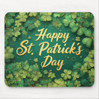 Happy St. Patrick’s Day Clover Design Mousepad