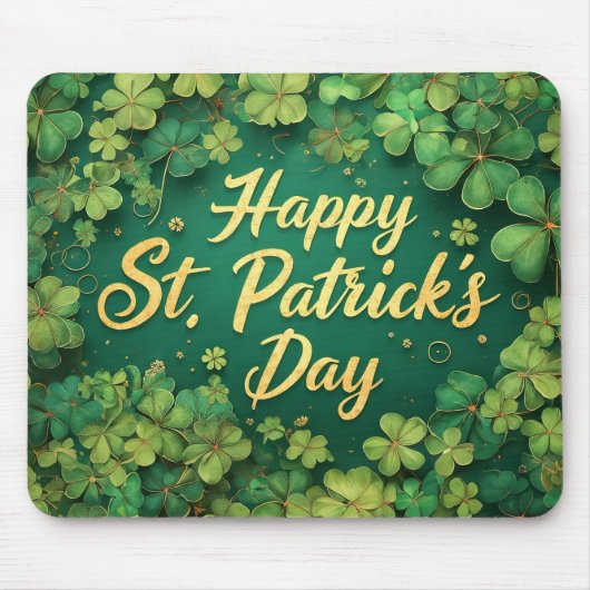 Happy St. Patrick’s Day Clover Design Mousepad (Vorne)
