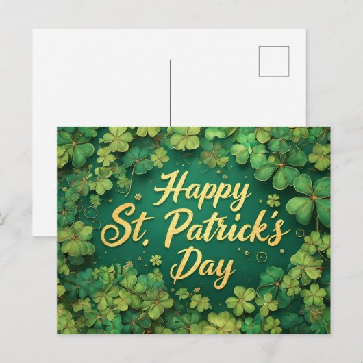 Happy St. Patrick’s Day Clover Design Postkarte (Vorne/Hinten)