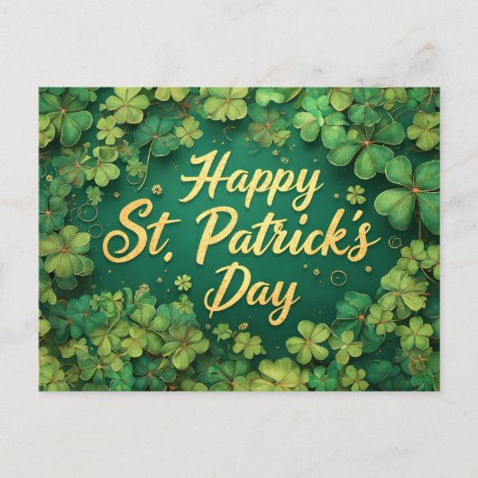 Happy St. Patrick’s Day Clover Design Postkarte (Vorderseite)