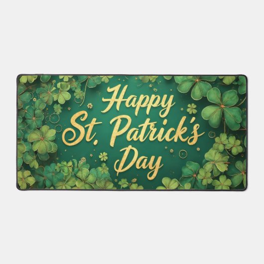 Happy St. Patrick’s Day Clover Design Schreibtischunterlage (Vorderseite)