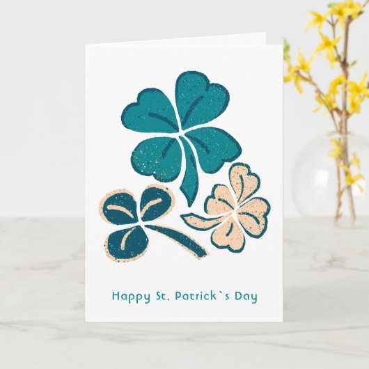 Happy St. Patrick`s Day Clover Kleeblatt Zeichnend Karte (Gelbe Blume)