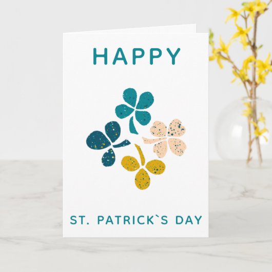 Happy St. Patrick`s Day Clover Kleeblatt Zeichnend Karte (Gelbe Blume)