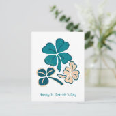 Happy St. Patrick`s Day Clover Kleeblatt Zeichnend Postkarte (Stehend Vorderseite)