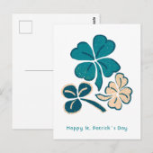 Happy St. Patrick`s Day Clover Kleeblatt Zeichnend Postkarte (Vorne/Hinten)