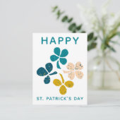 Happy St. Patrick`s Day Clover Kleeblatt Zeichnend Postkarte (Stehend Vorderseite)