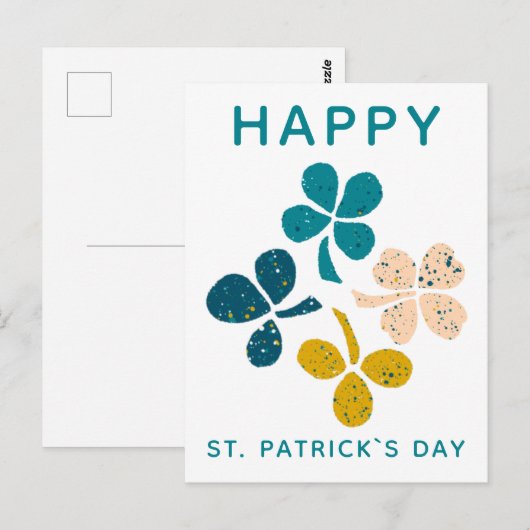 Happy St. Patrick`s Day Clover Kleeblatt Zeichnend Postkarte (Vorne/Hinten)
