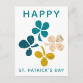 Happy St. Patrick`s Day Clover Kleeblatt Zeichnend Postkarte (Vorderseite)