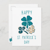 Happy St. Patrick`s Day Clover Kleeblatt Zeichnend Postkarte (Vorne/Hinten)