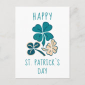Happy St. Patrick`s Day Clover Kleeblatt Zeichnend Postkarte (Vorderseite)