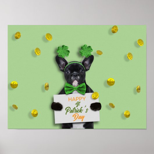 Happy St. Patrick’s Day Cute French Bulldog Clover Poster (Vorne)