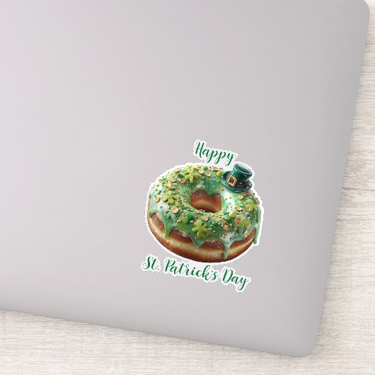 Happy St. Patrick’s Day Donut with Leprechaun Hat Aufkleber (Detail)