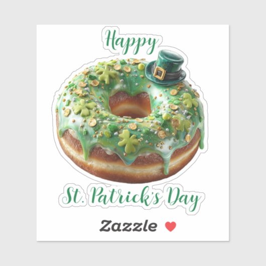 Happy St. Patrick’s Day Donut with Leprechaun Hat Aufkleber (Blatt)
