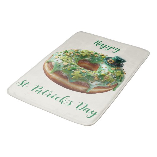 Happy St. Patrick’s Day Donut with Leprechaun Hat Badematte (Schrägansicht)