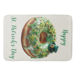 Happy St. Patrick’s Day Donut with Leprechaun Hat Badematte
