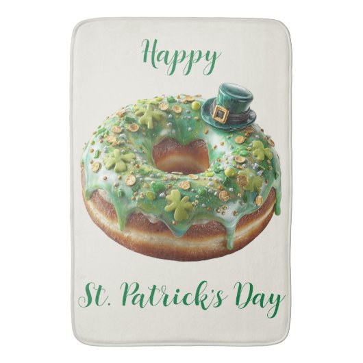 Happy St. Patrick’s Day Donut with Leprechaun Hat Badematte (Vorderseite Vertikal)