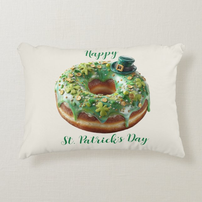 Happy St. Patrick’s Day Donut with Leprechaun Hat Dekokissen (Vorderseite)
