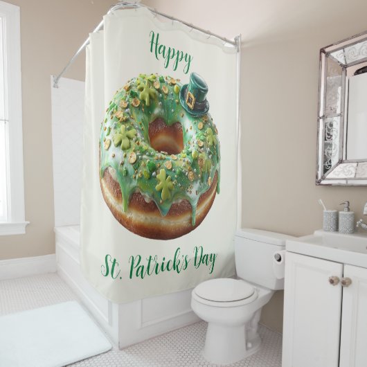 Happy St. Patrick’s Day Donut with Leprechaun Hat Duschvorhang (Beispiel)