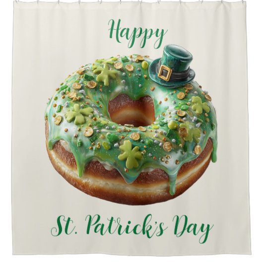Happy St. Patrick’s Day Donut with Leprechaun Hat Duschvorhang (Vorderseite)