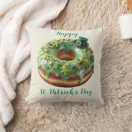 Happy St. Patrick’s Day Donut with Leprechaun Hat Kissen