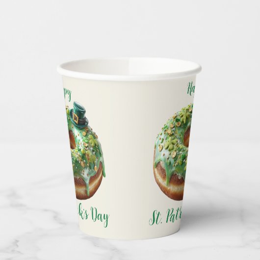 Happy St. Patrick’s Day Donut with Leprechaun Hat Pappbecher (Links)