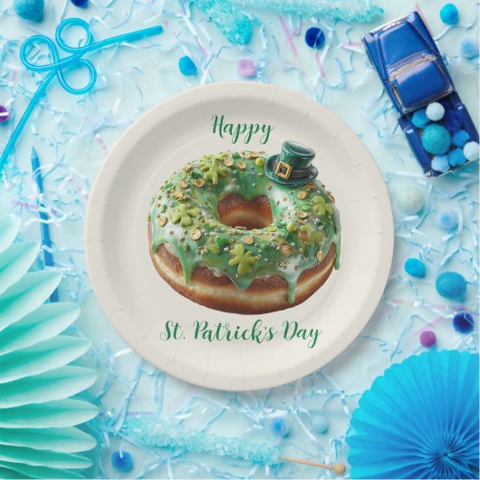 Happy St. Patrick’s Day Donut with Leprechaun Hat Pappteller (Party)